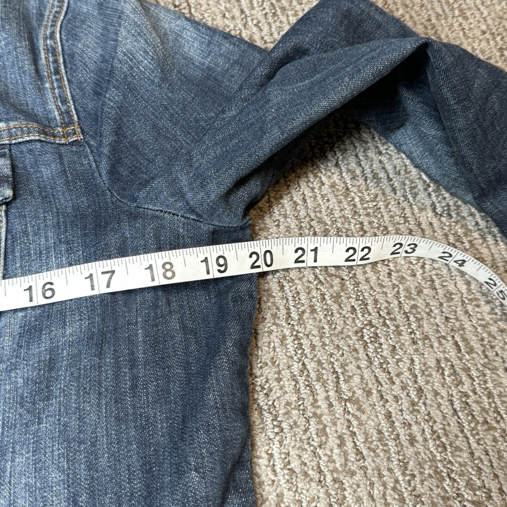 Kut From The Kloth Womens M Jean Jacket Trucker Denim Raw Hem Stretch Dark Wash - Picture 4 of 6